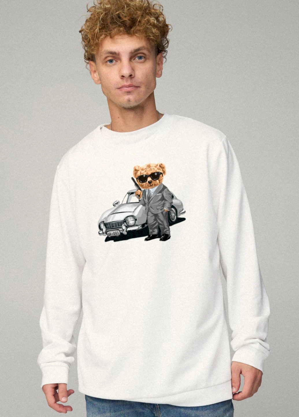 Білий світшот чоловічий oversize /no flis/ YAPPI малюнок (251791417)