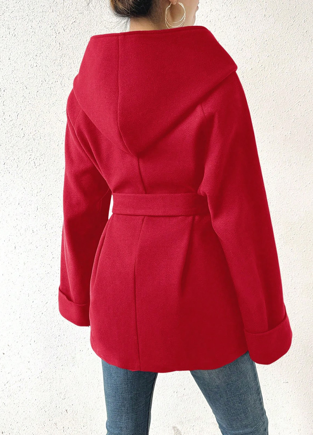 Червоне демісезонне Пальто двобортне SHEIN