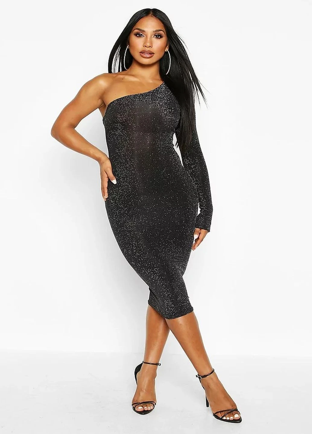 Черное вечернее платье Boohoo однотонное