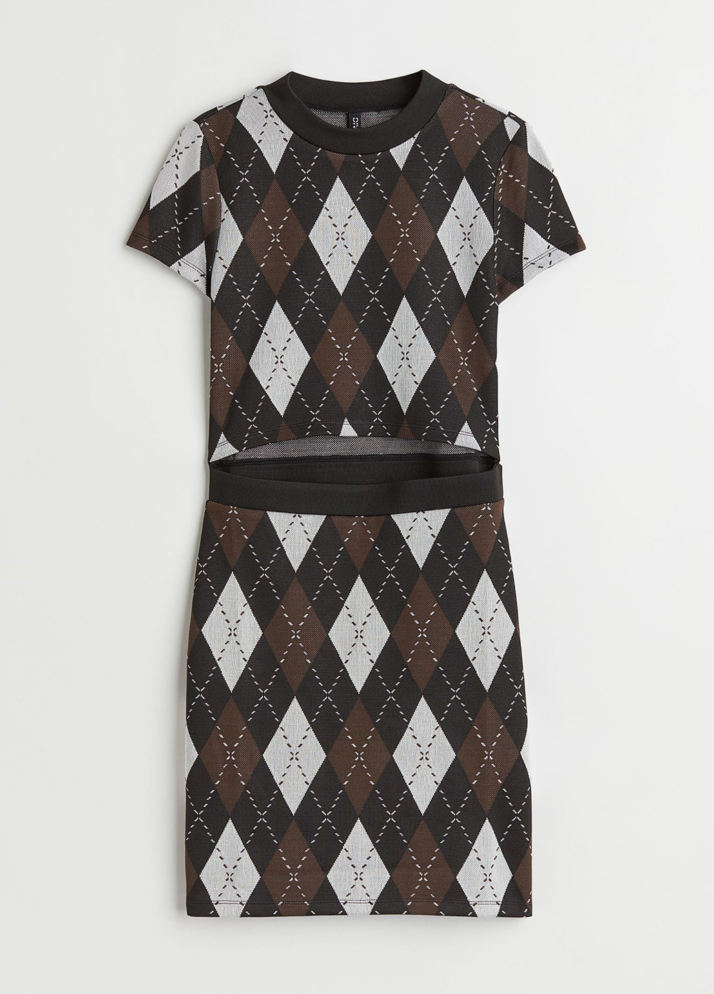 Коричневое кэжуал платье платье-водолазка H&M с геометрическим узором