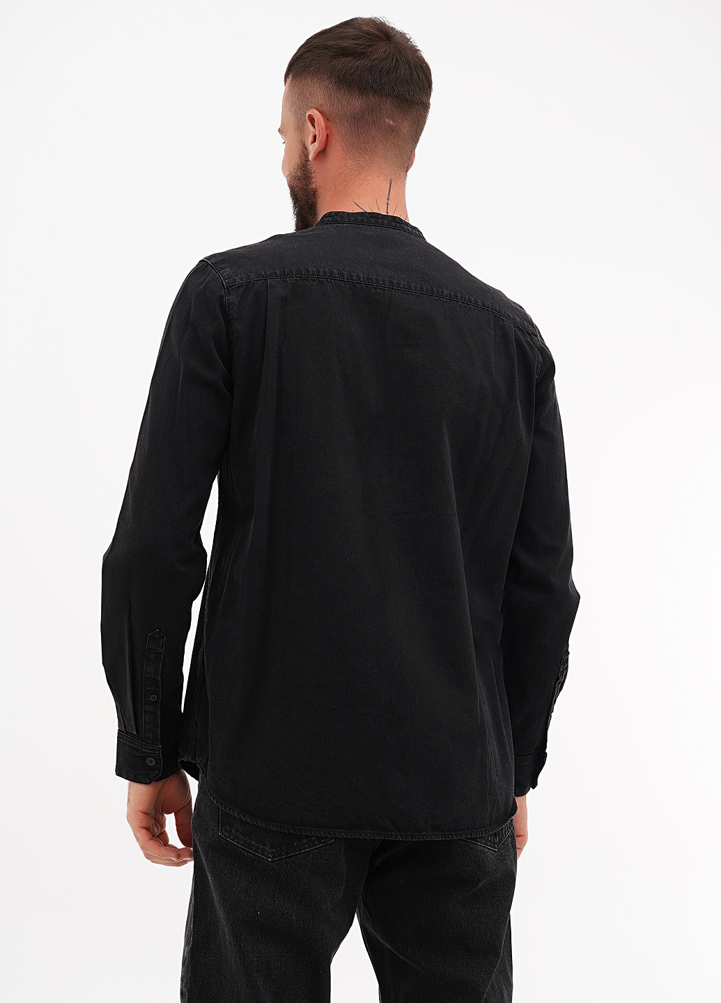 Черная джинсовая, кэжуал рубашка однотонная Weekday