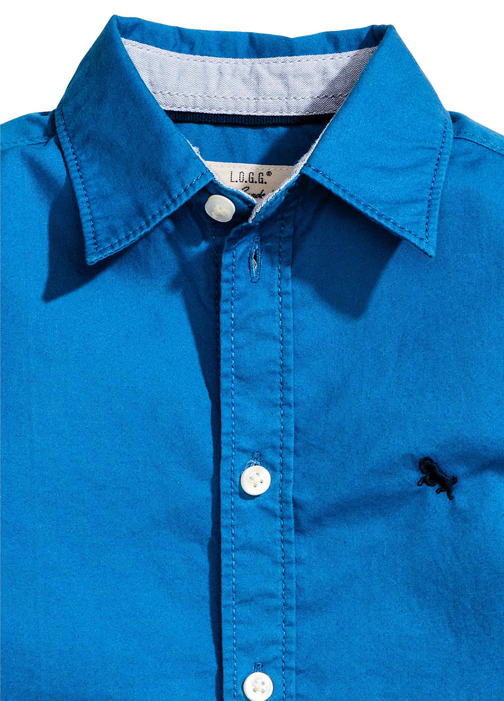 Васильковая кэжуал рубашка однотонная H&M
