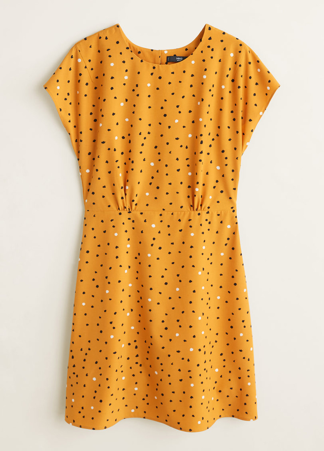 Желтое кэжуал платье платье-футболка Mango в горошек