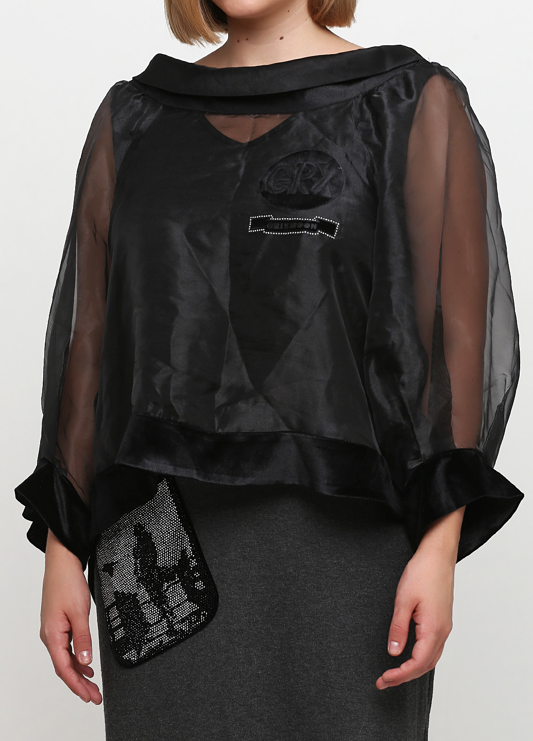 Темно-серый демисезонный комплект (платье, блуза) Grixmoon