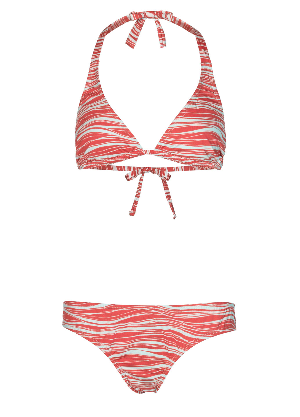 Червоний літній купальник в полоску роздільний, бікіні, халтер Beach Panties