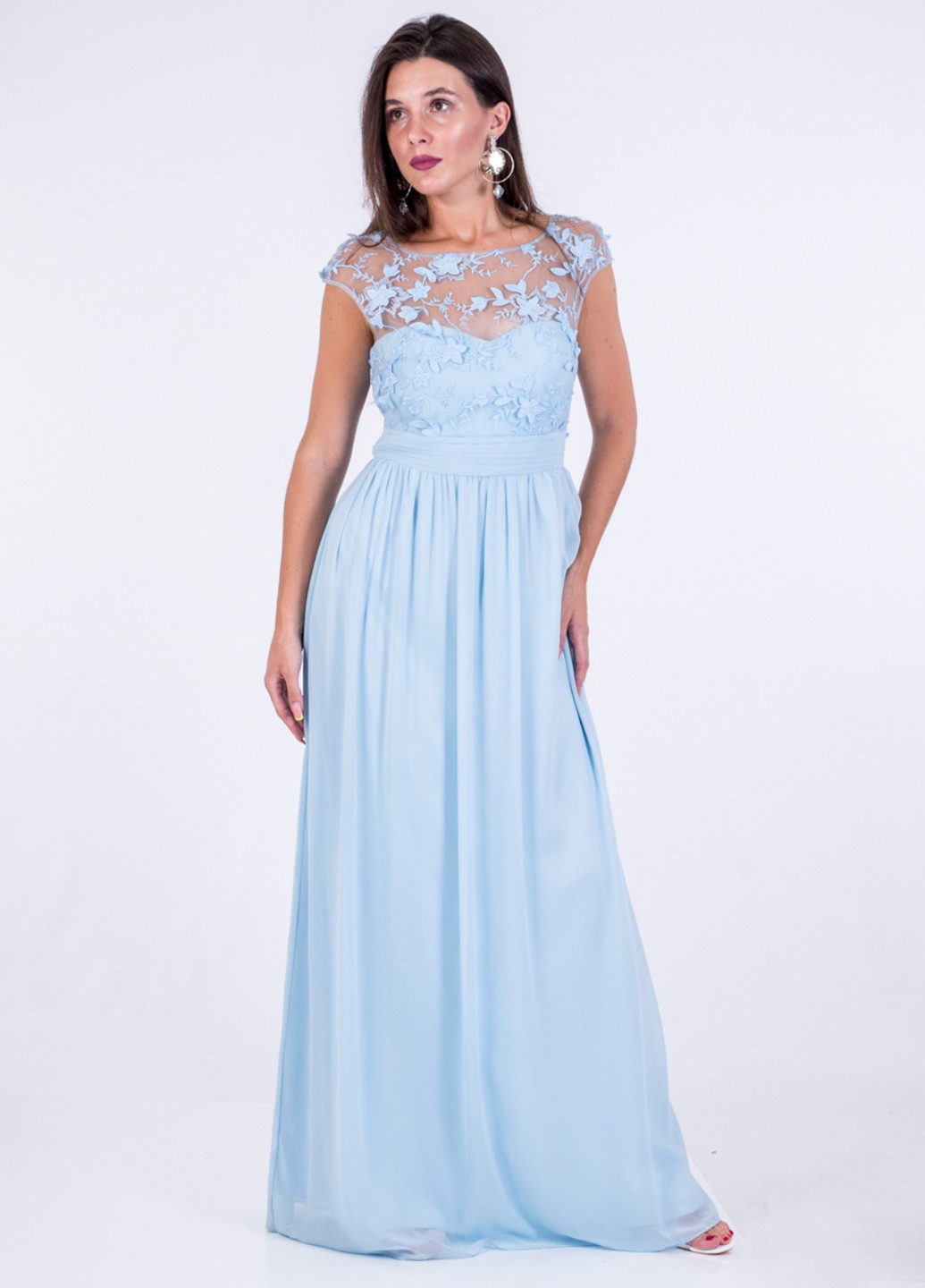 Блакитна вечірня плаття, сукня кльош Sistaglam однотонна
