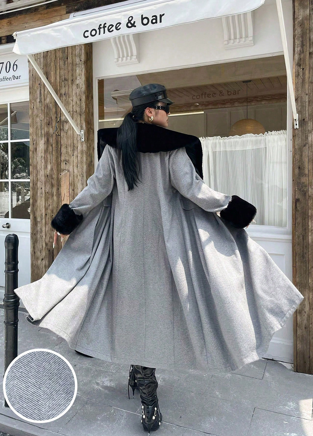 Світло-сіре зимнє Пальто двобортне SHEIN