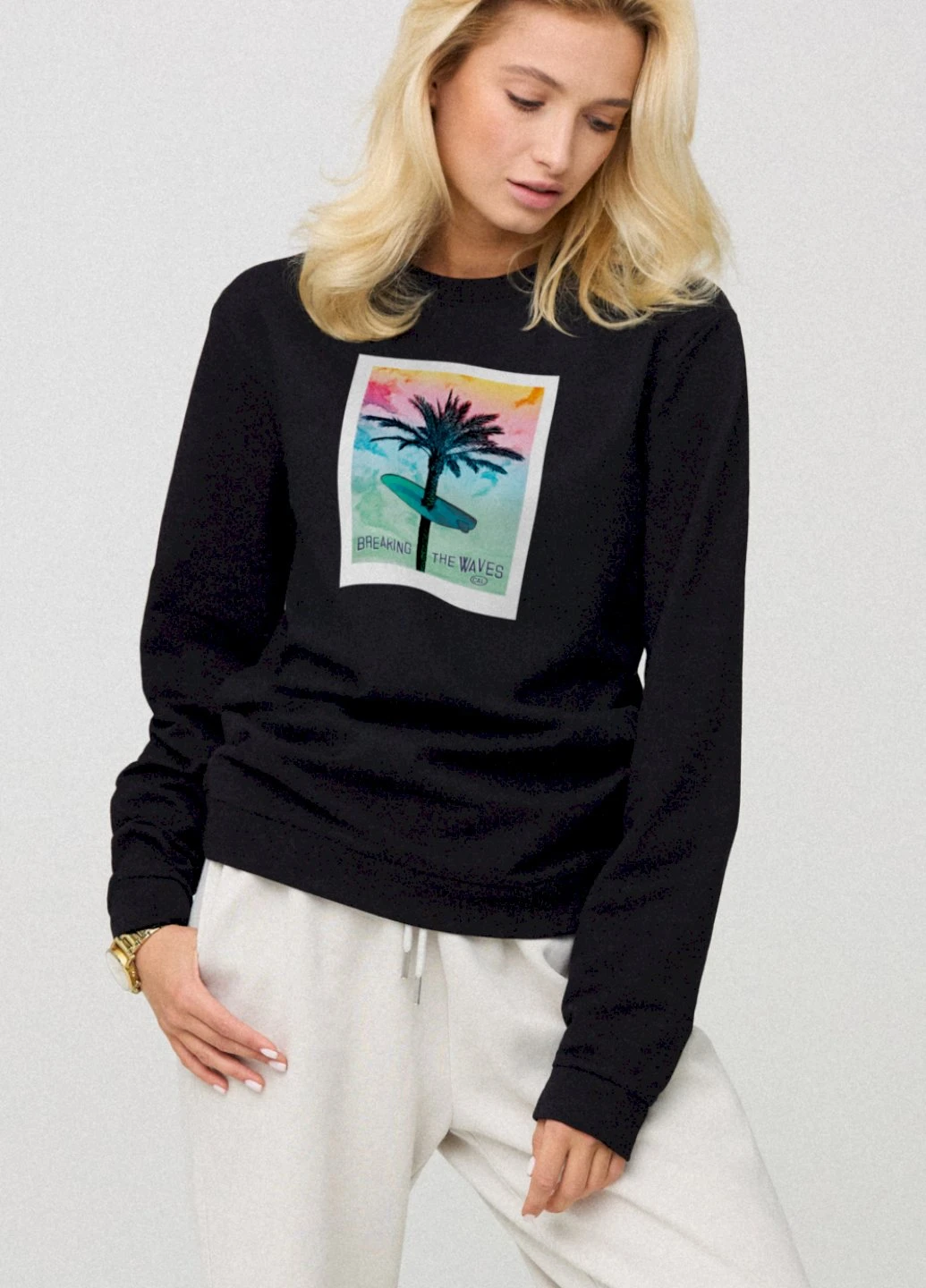 Чорний свитшот женский oversize /no flis/ YAPPI (254658744)