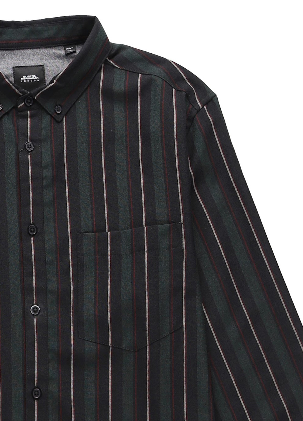 Темно-зеленая кэжуал рубашка в полоску Burton Menswear