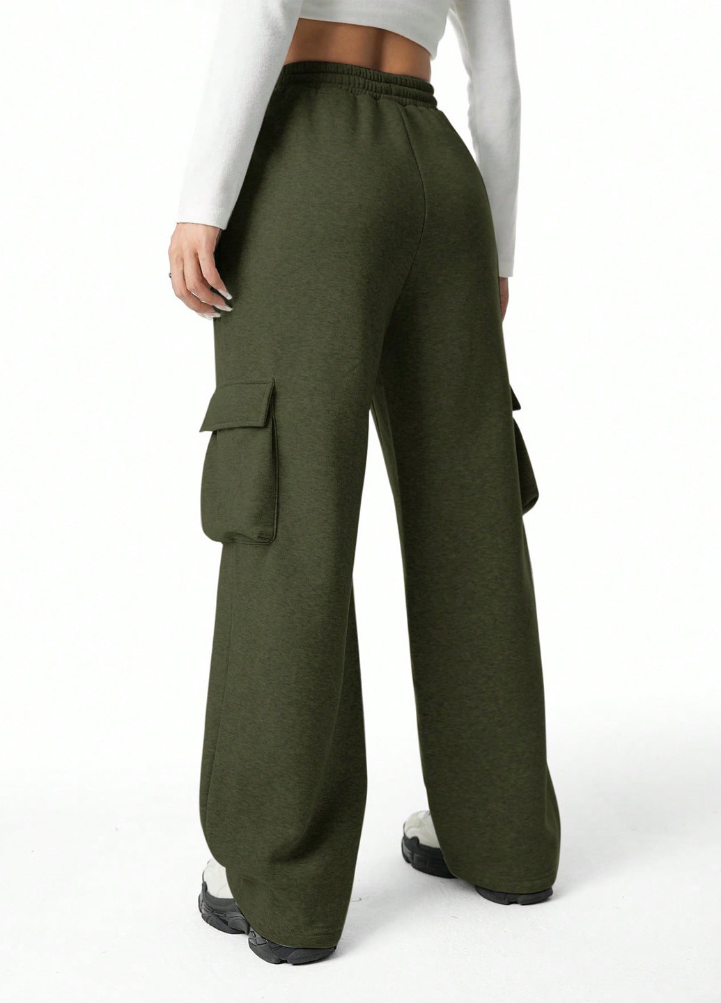 Хаки спортивные, кэжуал демисезонные карго брюки SHEIN