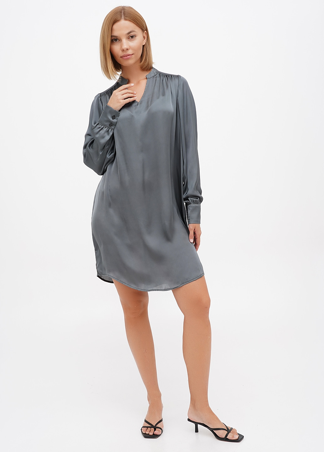 Темно-серое кэжуал платье а-силуэт Lascana однотонное