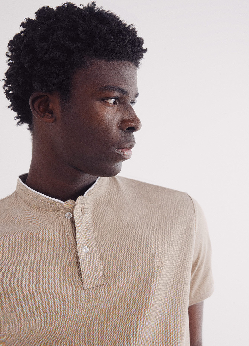 Бежевая футболка-поло для мужчин Springfield однотонная