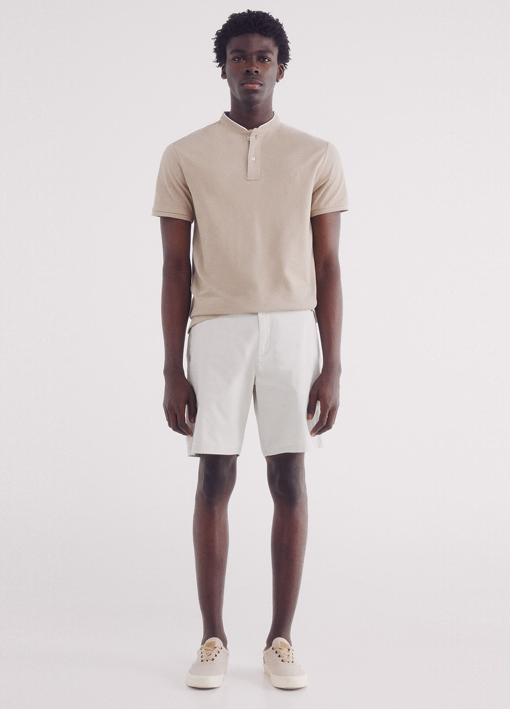 Бежевая футболка-поло для мужчин Springfield однотонная