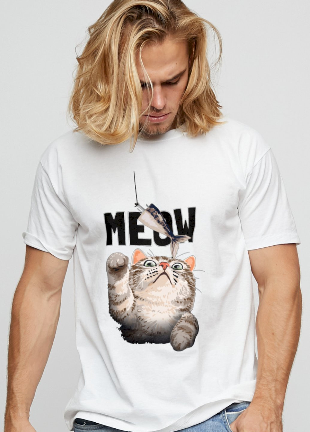 Біла футболка чоловіча basic /air print/ YAPPI