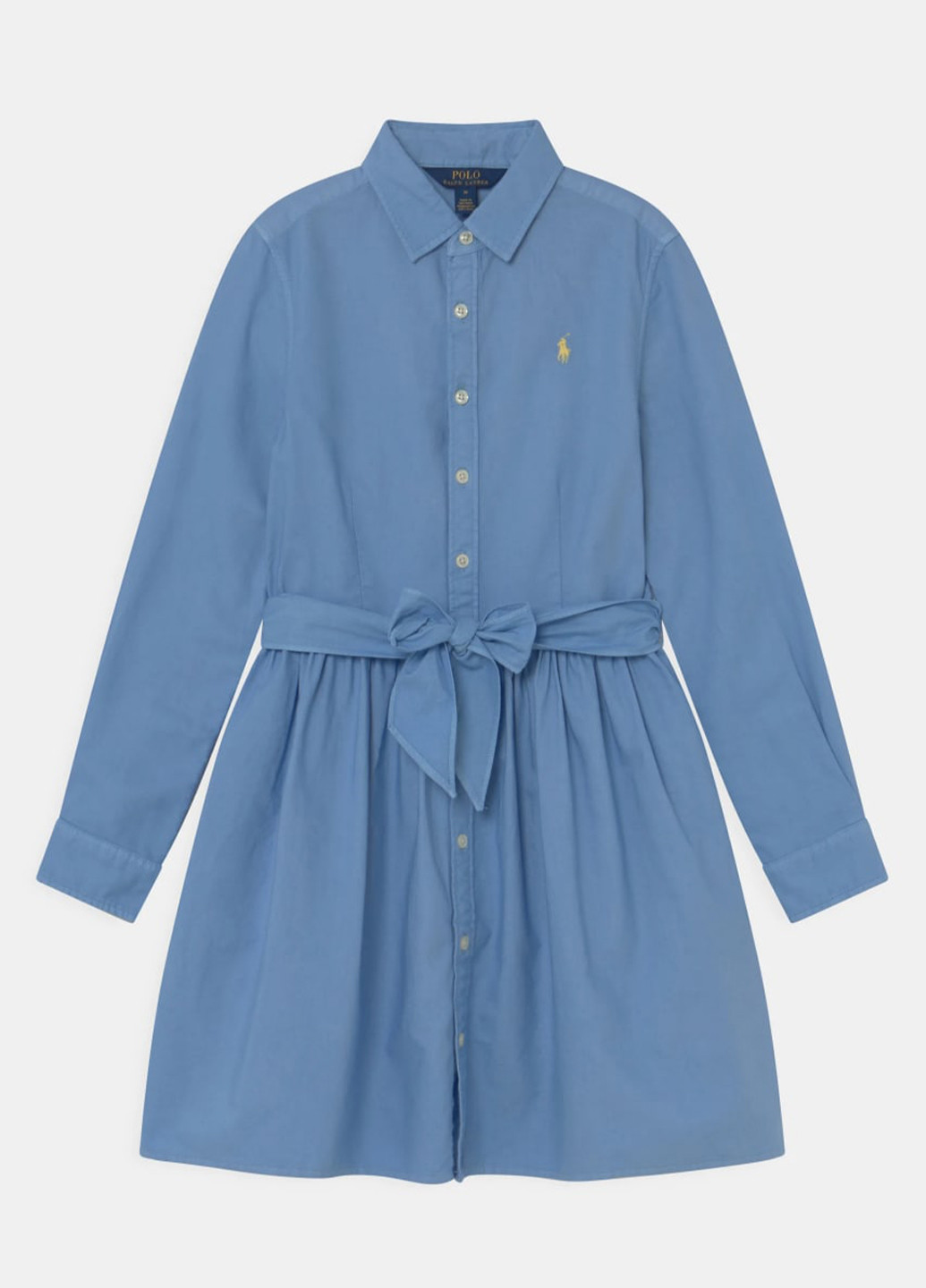 Синее кэжуал детское платье-рубашка polo Ralph Lauren однотонное