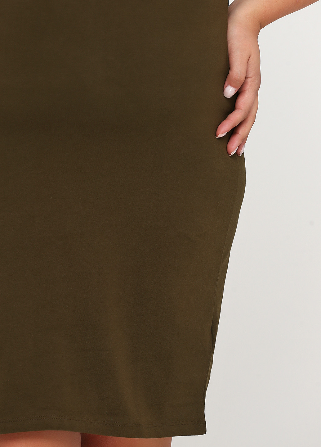 Оливковое (хаки) кэжуал платье платье-футболка H&M однотонное