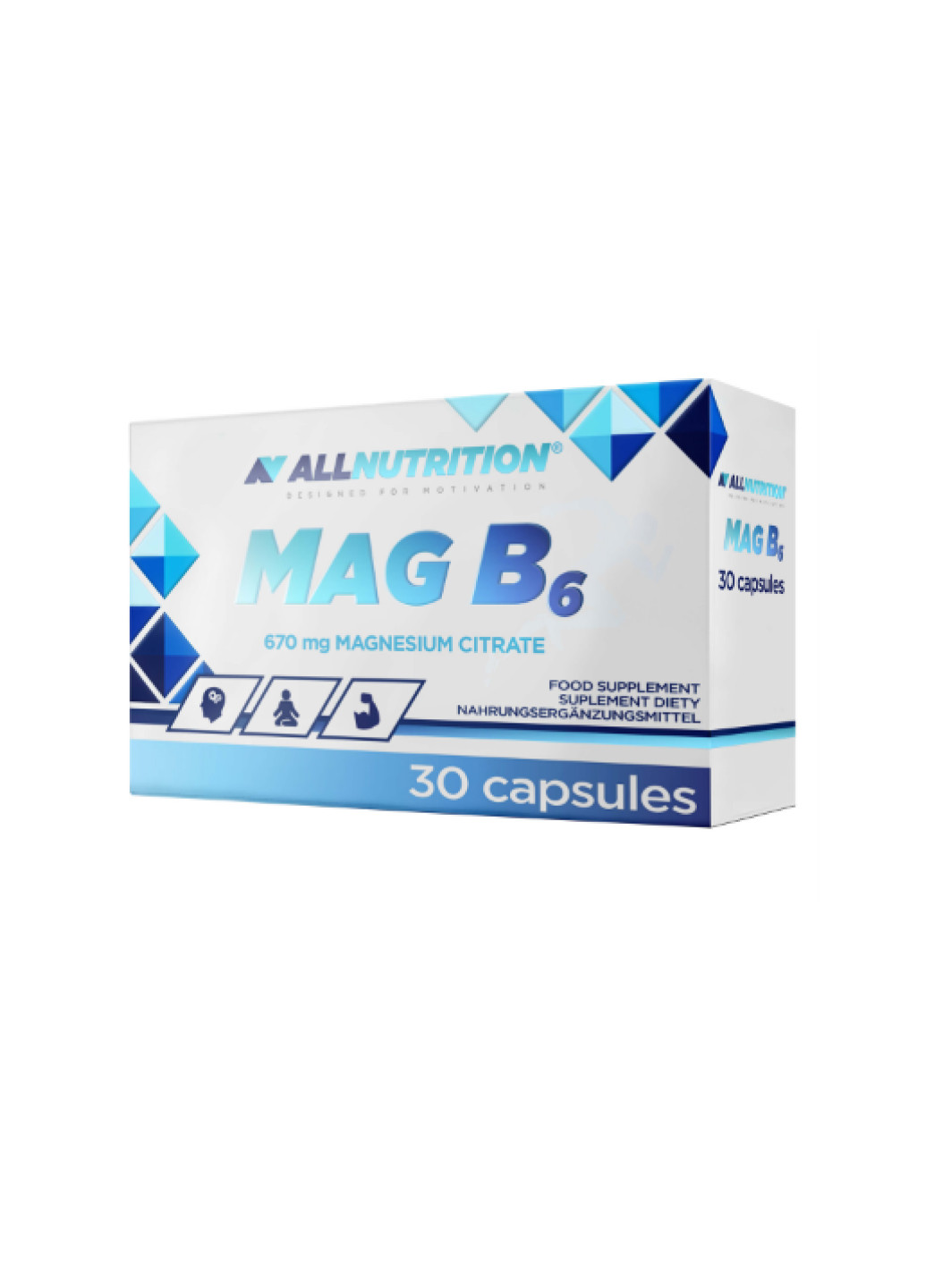 Магній В6 для роботи м'язів та нервової системи MAG B6 30caps Allnutrition (251851868)