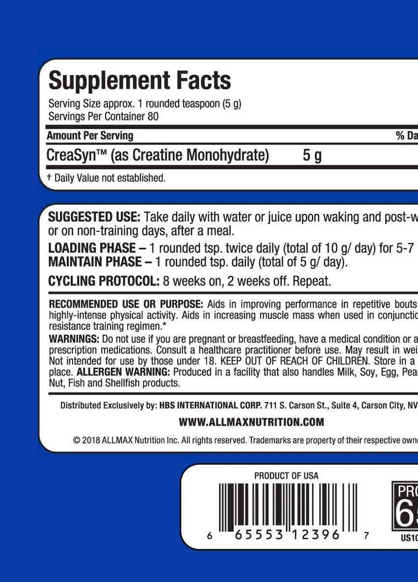 Креатин Creatine 400 g ALLMAX Nutrition (254661265)
