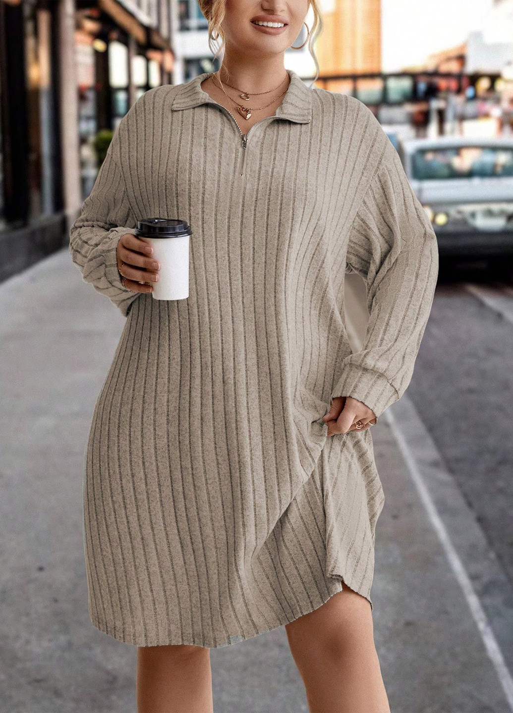 Бежева кежуал сукня SHEIN меланжева