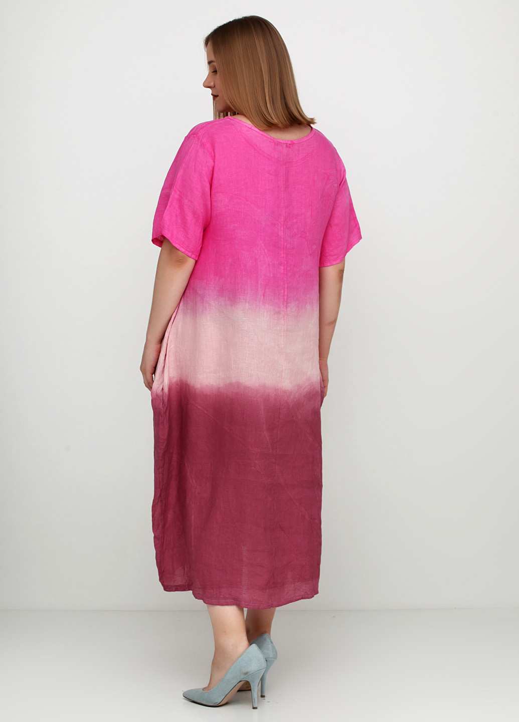 Розовое кэжуал платье F4 градиентное ("омбре")