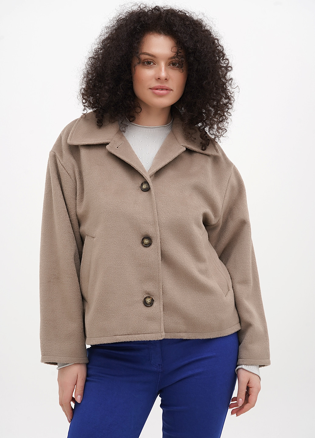 Серо-коричневое Кэжуал полупальто однобортное Monki однотонное