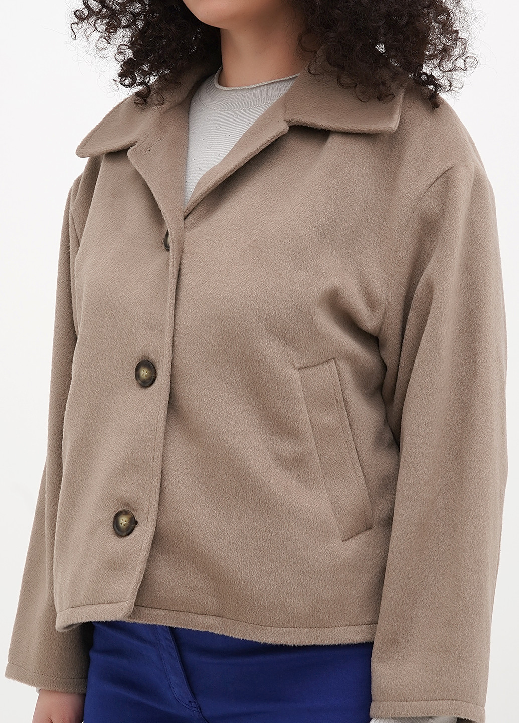 Серо-коричневое Кэжуал полупальто однобортное Monki однотонное