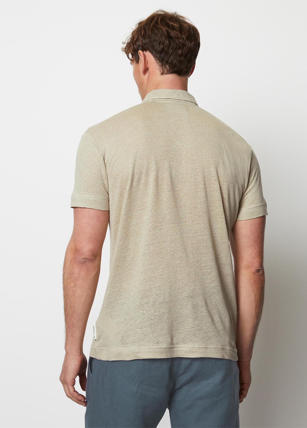 Бежевая футболка-поло для мужчин Marc O'Polo меланжевая