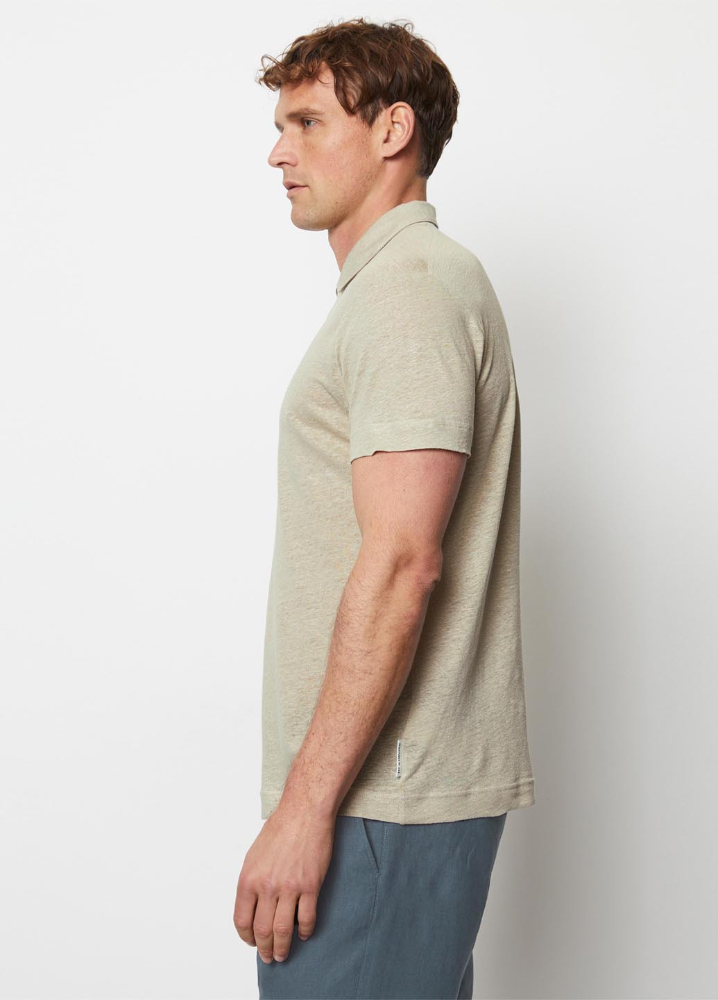 Бежевая футболка-поло для мужчин Marc O'Polo меланжевая