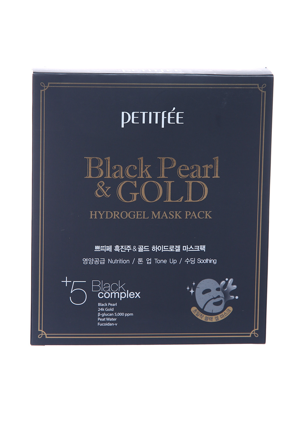 Гідрогелева маска з золотом і чорним перлами, 5 шт Petitfee безбарвна