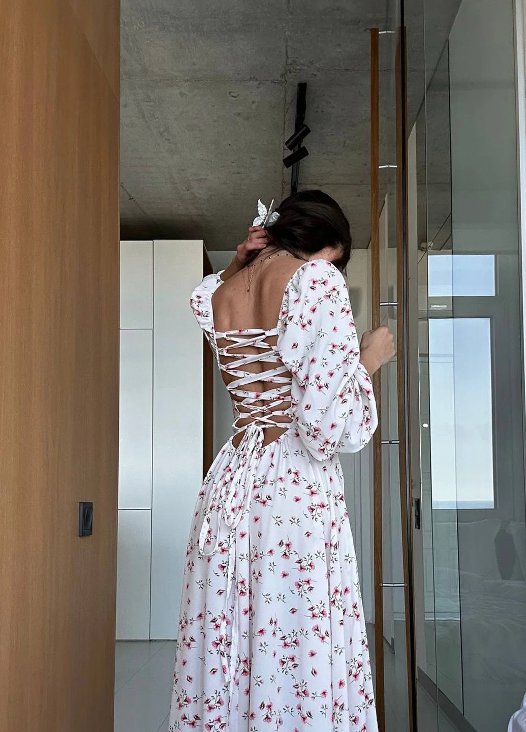 Білий вечірня, кежуал сукня з відкритою спиною Fashion з квітковим принтом