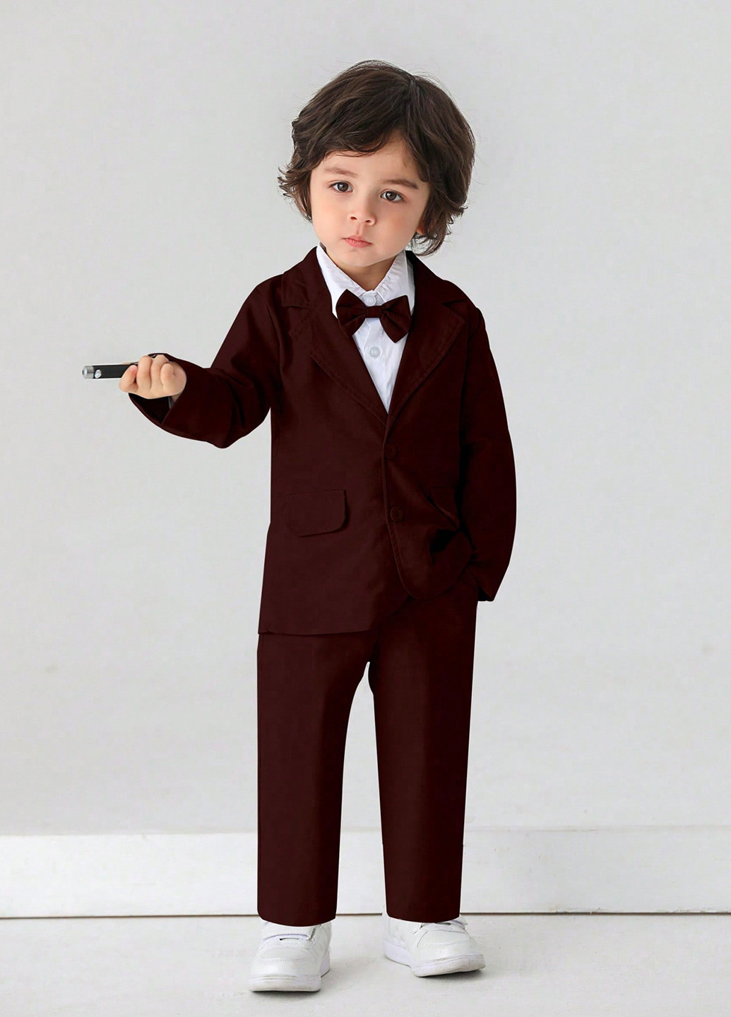 Темно-бордовий демісезонний костюм (піджак, штани) брючний SHEIN