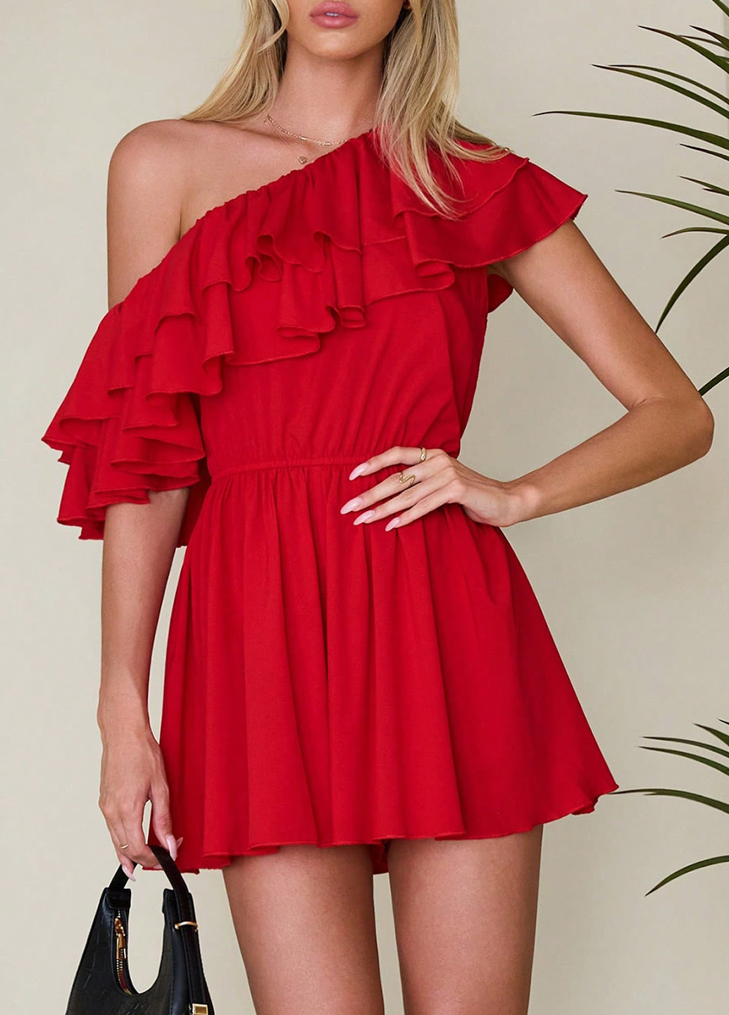 Комбінезон SHEIN комбінезон-шорти однотонний червоний кежуал поліестер