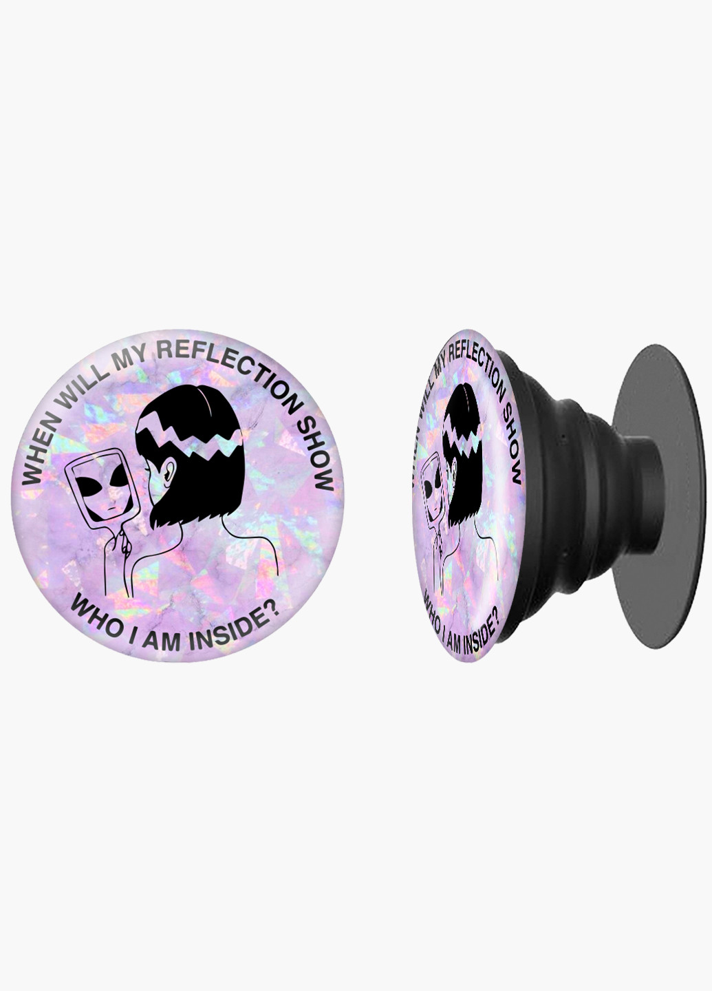 Попсокет (Popsockets) держатель для смартфона Девушка инопланетянин (Why I am inside?) (8754-2847) Черный MobiPrint (221548581)