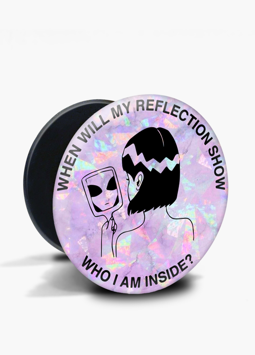 Попсокет (Popsockets) держатель для смартфона Девушка инопланетянин (Why I am inside?) (8754-2847) Черный MobiPrint (221548581)