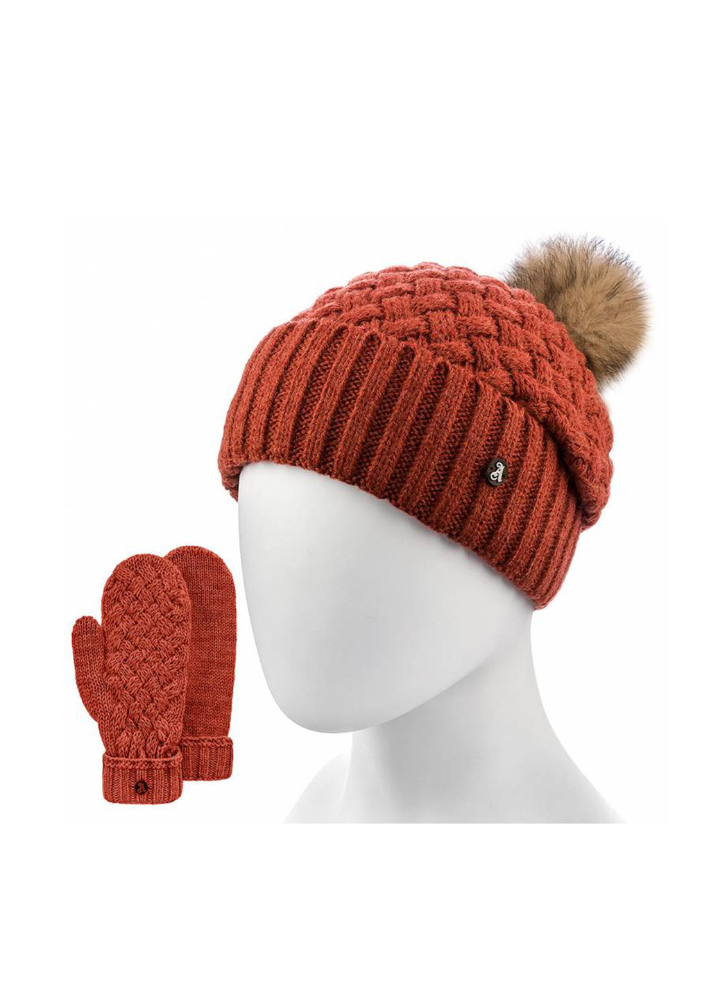 Терракотовый зимний комплект (шапка, рукавицы) Atrics