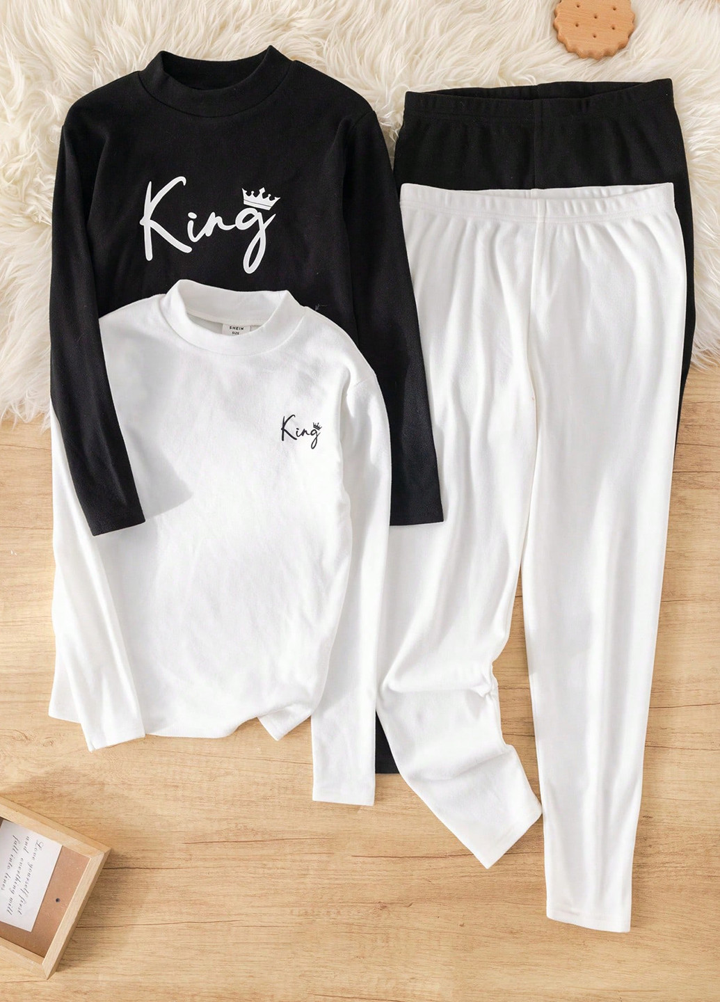 Черно-белая всесезон пижама (кофта, брюки, 2 шт.) кофта + брюки SHEIN