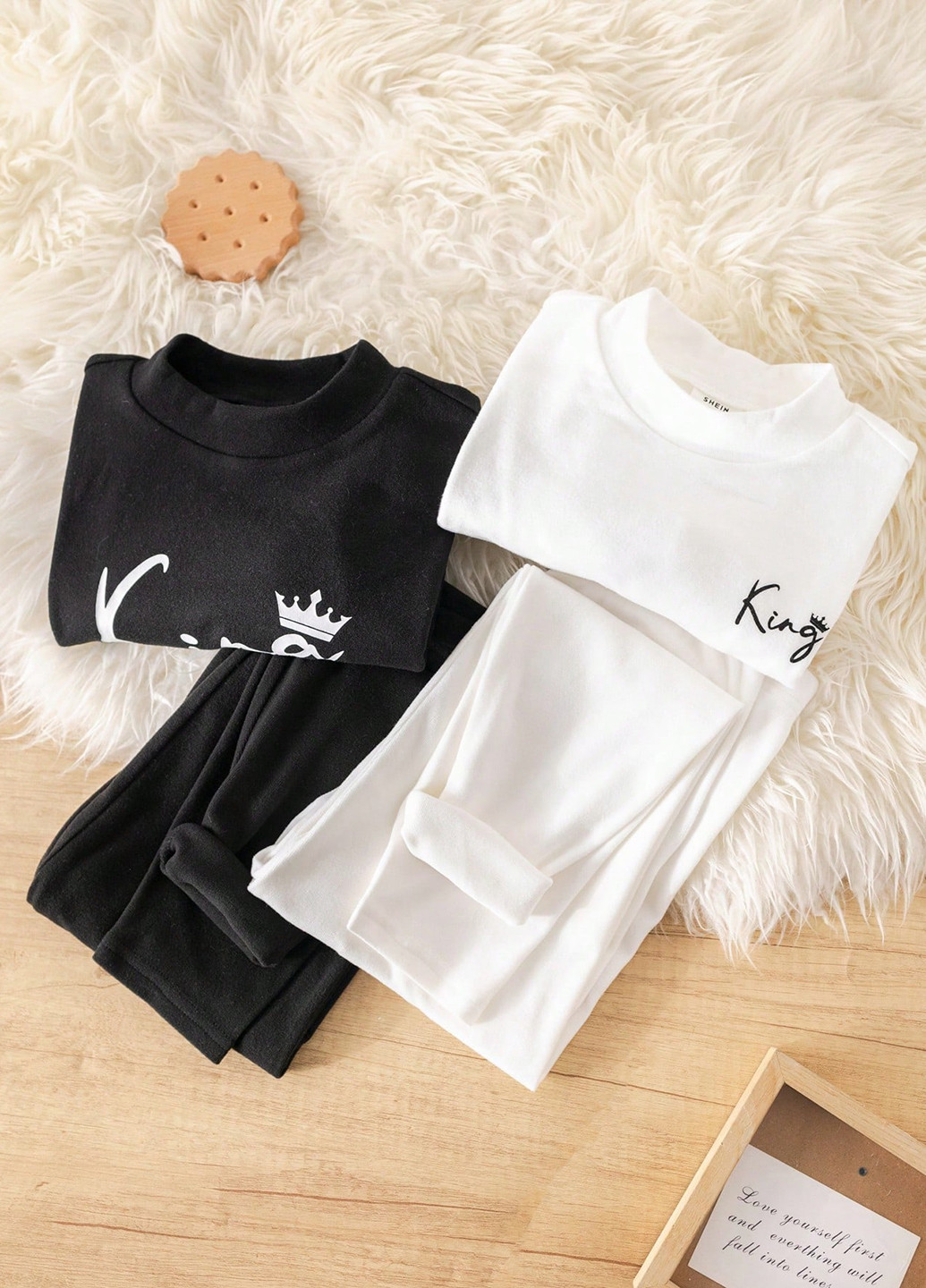 Черно-белая всесезон пижама (кофта, брюки, 2 шт.) кофта + брюки SHEIN