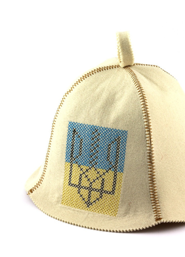 Банна шапка "Тризуб", штучне хутро, білий (LA-339) Luxyart (252611436)