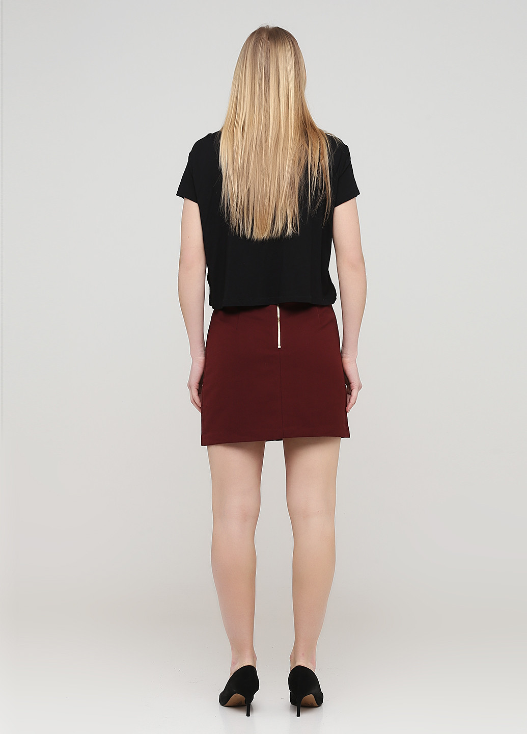 Бордовая кэжуал однотонная юбка H&M
