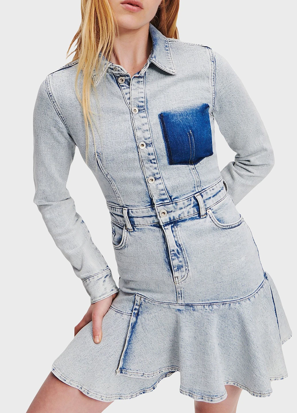 Голубое джинсовое платье Karl Lagerfeld Jeans однотонное
