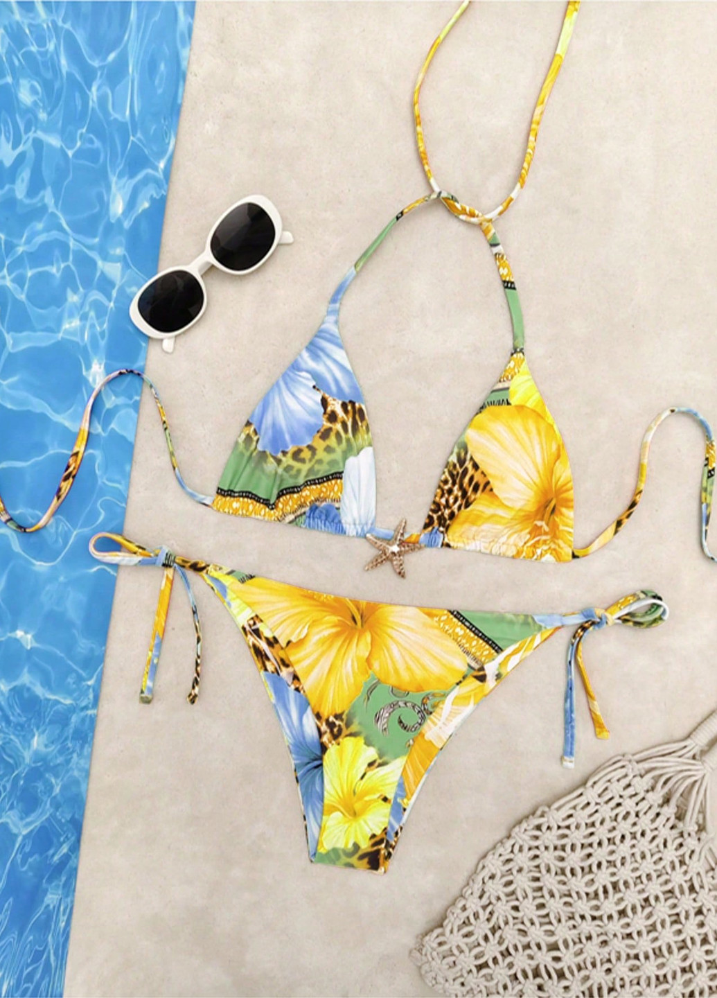 Комбінований літній купальник (ліф, трусики) бікіні, роздільний SHEIN