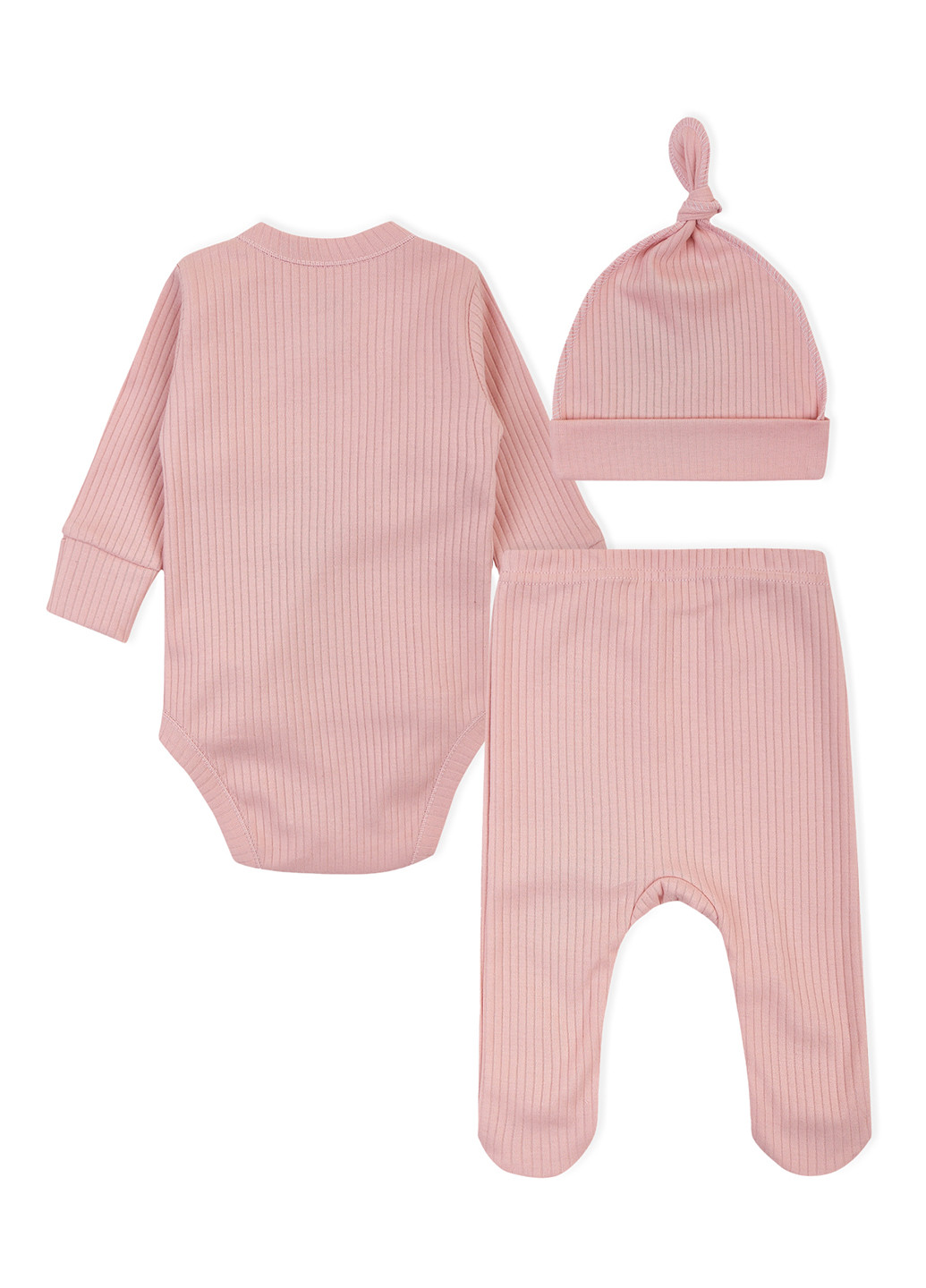Розовый демисезонный комплект (шапка, боди, ползунки) KRAKO