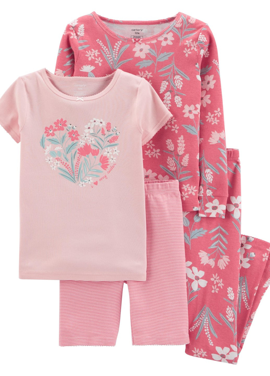 Розовая всесезон пижама для девочки 2шт Carter's
