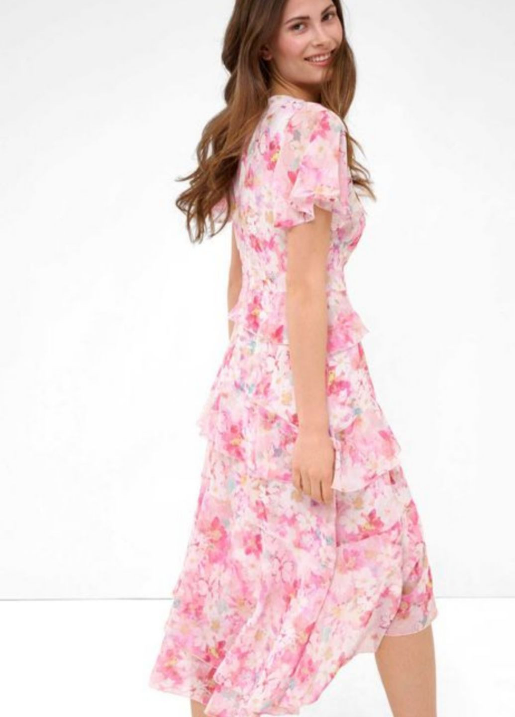 Рожева кежуал сукня на запах Orsay з квітковим принтом