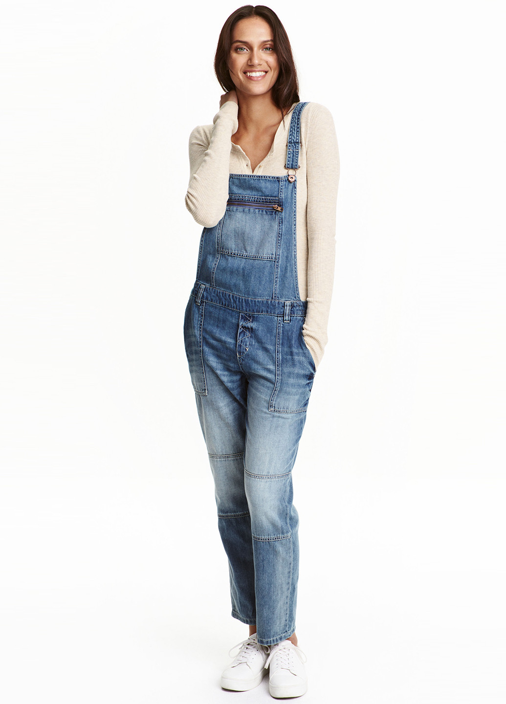 Комбинезон H&M комбінезон-брюки однотонний синій джинсовий