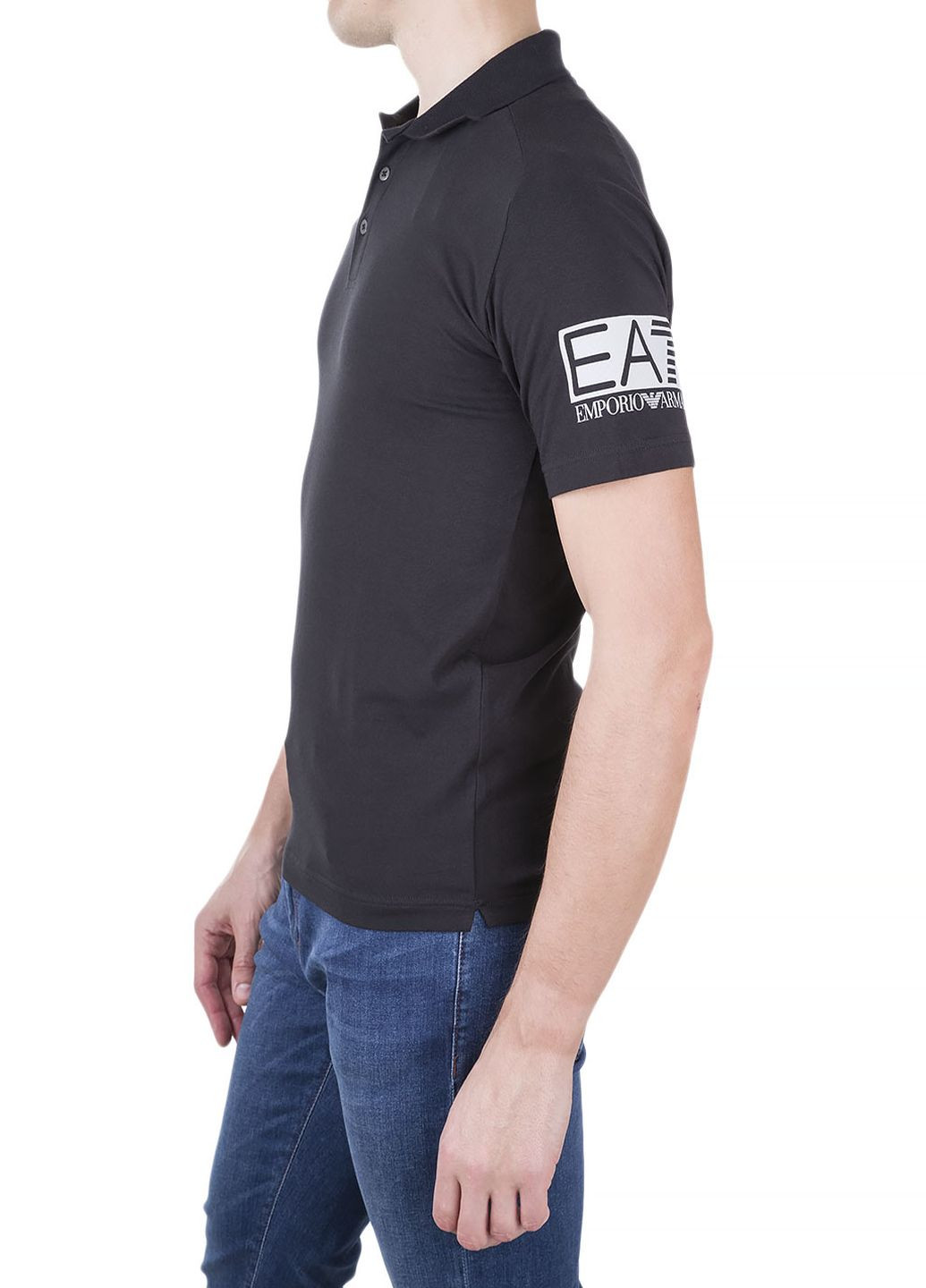 Черная футболка-поло для мужчин ARMANI EA7 с логотипом