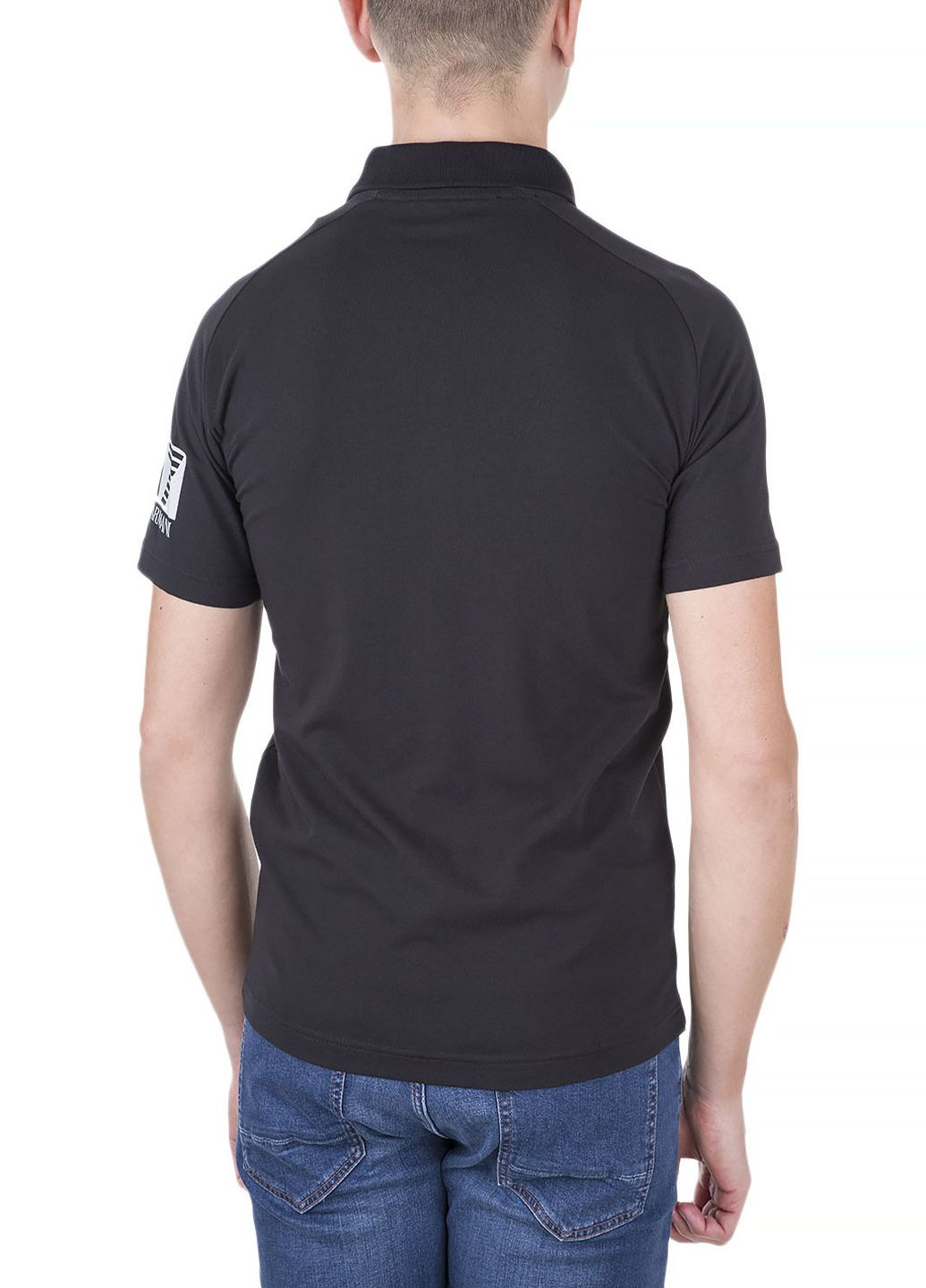 Черная футболка-поло для мужчин ARMANI EA7 с логотипом