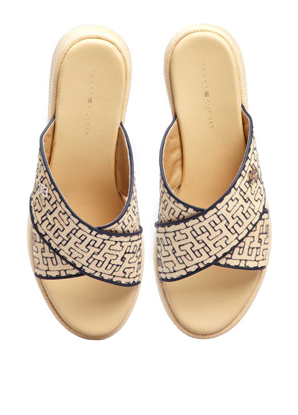 Бежевые шлепанцы Tommy Hilfiger с логотипом