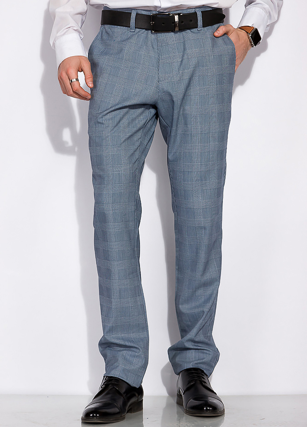 Серо-синие классические демисезонные прямые брюки Time of Style