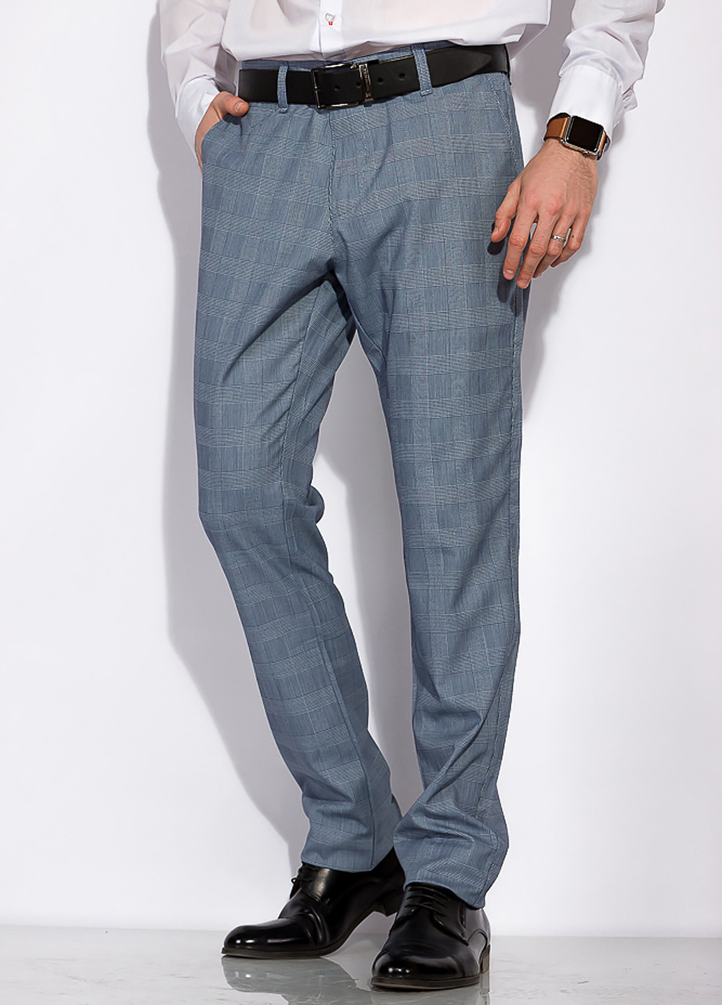 Серо-синие классические демисезонные прямые брюки Time of Style